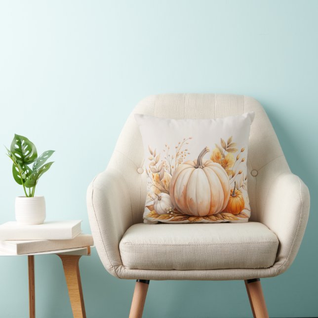 Coussin Citrouille d'aquarelle Boho automne (Chaise)
