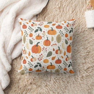 Coussin Citrouille d'automne et Motif feuille Chute conf