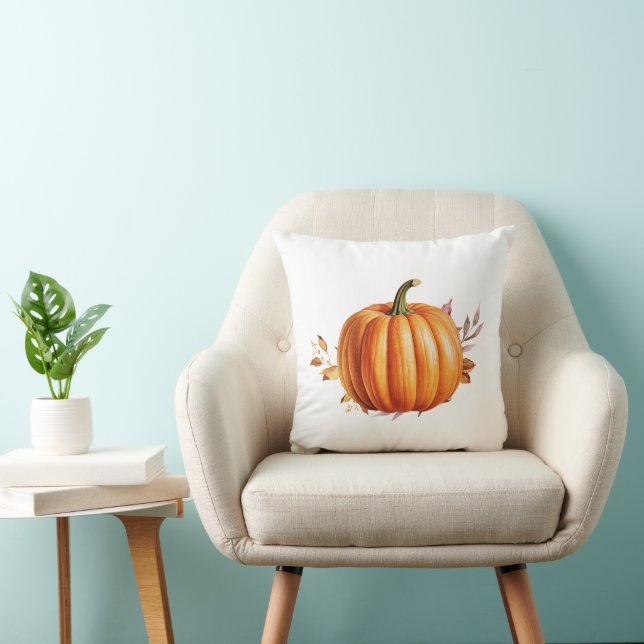 Coussin Citrouille d'automne floral moderne (Chaise)