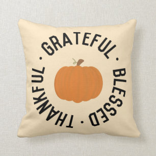 Coussin Citrouille d'automne Merci reconnaissant béni auto
