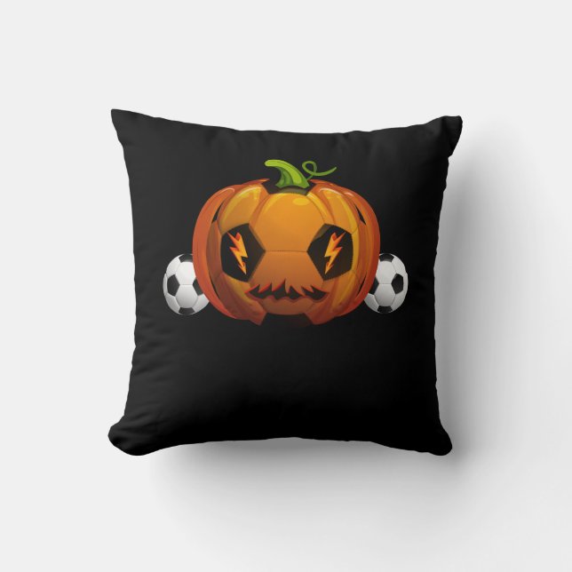 Coussin Citrouille de balle de football Jack-o'-lantern Sk (Recto)