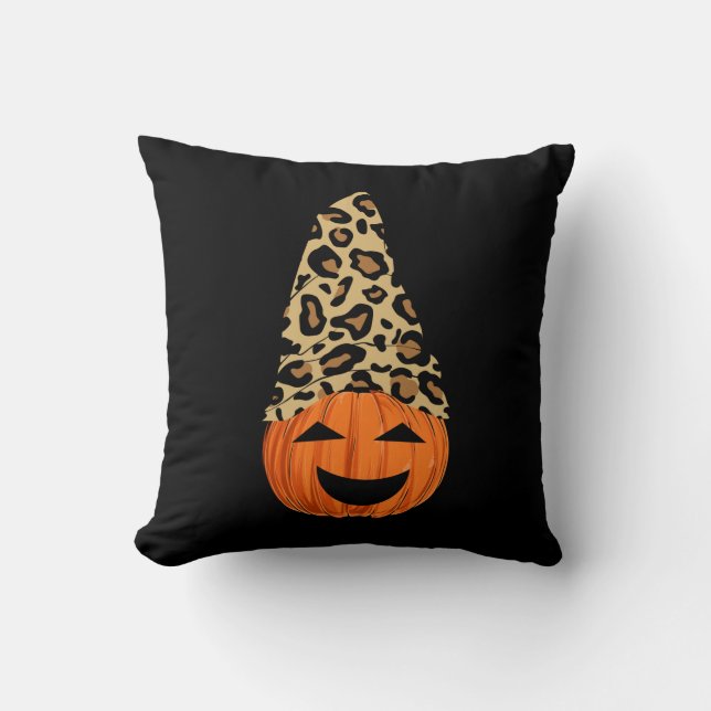 Coussin Citrouille de Casquette Leopard mignon (Recto)
