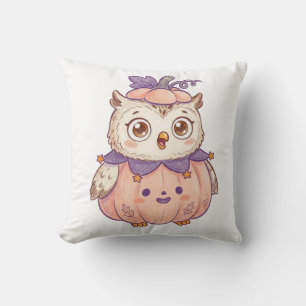 Coussin Citrouille de Halloween mignonne Chouette Personna