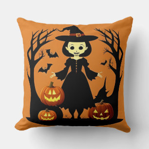Coussin ⚡️🎃 Citrouille de sorcière enchantée Nuit magique