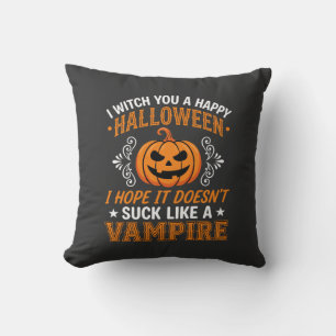 Coussin Citrouille de vampire drôle d'Halloween
