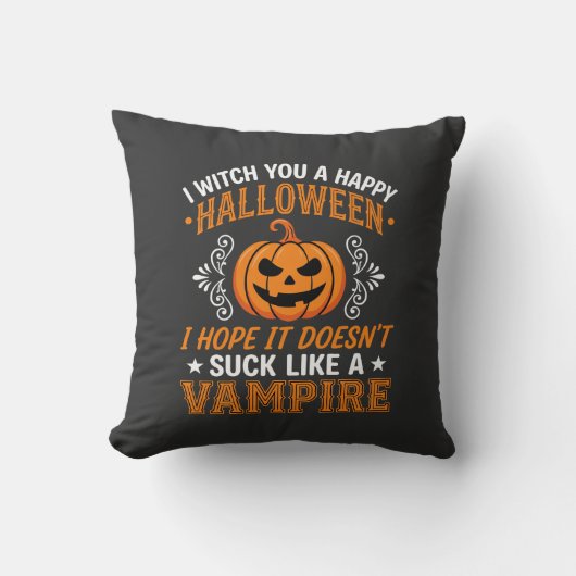 Coussin Citrouille de vampire drôle d'Halloween (Recto)