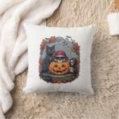 Coussin Citrouille d'Halloween Chat Crâne Faucheuse Automn (Couverture)