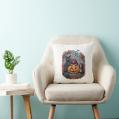 Coussin Citrouille d'Halloween Chat Crâne Faucheuse Automn (Chaise)