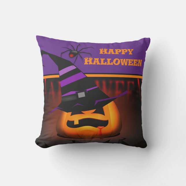 Coussin Citrouille d'Halloween effrayante Jack O' Lantern  (Recto)
