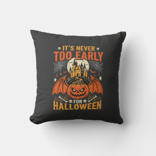 Coussin Citrouille d'Halloween Jamais Trop Tôt Château Gra