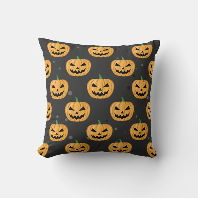 Coussin Citrouille d'Halloween - Motif drôle (Recto)