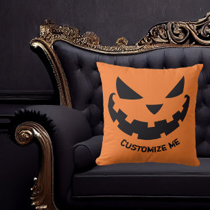 Coussin Citrouille d'Halloween personnalisée orange effray