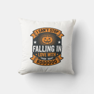 Coussin Citrouille d'Halloween tombant amoureuse Vintage T