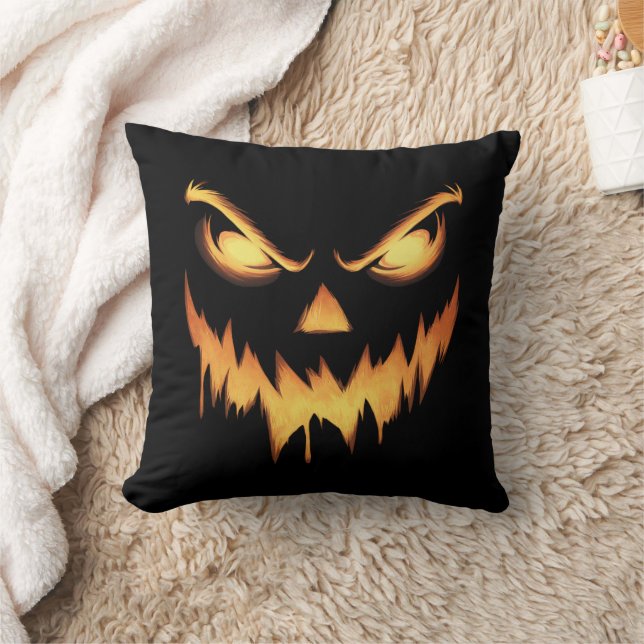 Coussin Citrouille effrayante Jack O Lantern Visage Hallow (Couverture)