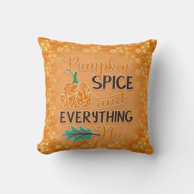 Coussin Citrouille épice Orange automne (Recto)