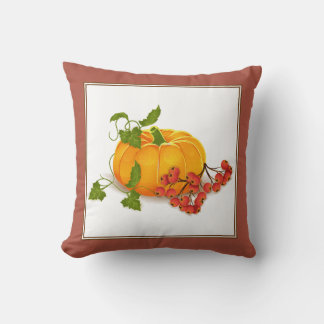 Coussin Citrouille et baies tombent en terre cuite Thanksg