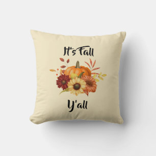 Coussin Citrouille et Fleurs - Maison de ferme rustique d'
