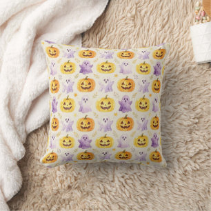 Coussin Citrouille fantôme mignonne d'Halloween