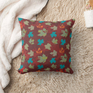 Coussin Citrouille Feuilles Rouges rouillées