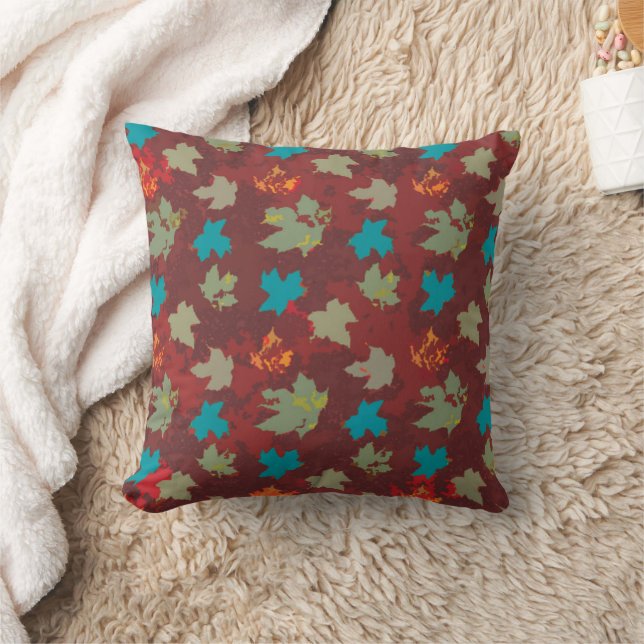 Coussin Citrouille Feuilles Rouges rouillées (Couverture)