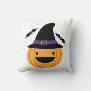 Coussin Citrouille Halloween Jack O Lantern Chauve-Souris