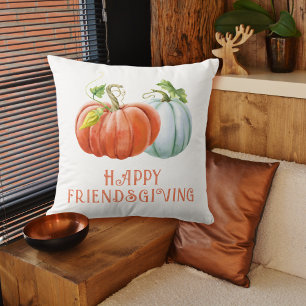 Coussin Citrouille Happy Friendsgiving brûlé orange chute