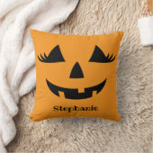 Coussin Citrouille Jack-o'-lantern Lashes Avec Prénom (Couverture)