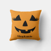 Coussin Citrouille Jack-o'-lantern Lashes Avec Prénom (Verso)