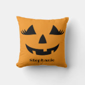 Coussin Citrouille Jack-o'-lantern Lashes Avec Prénom (Recto)