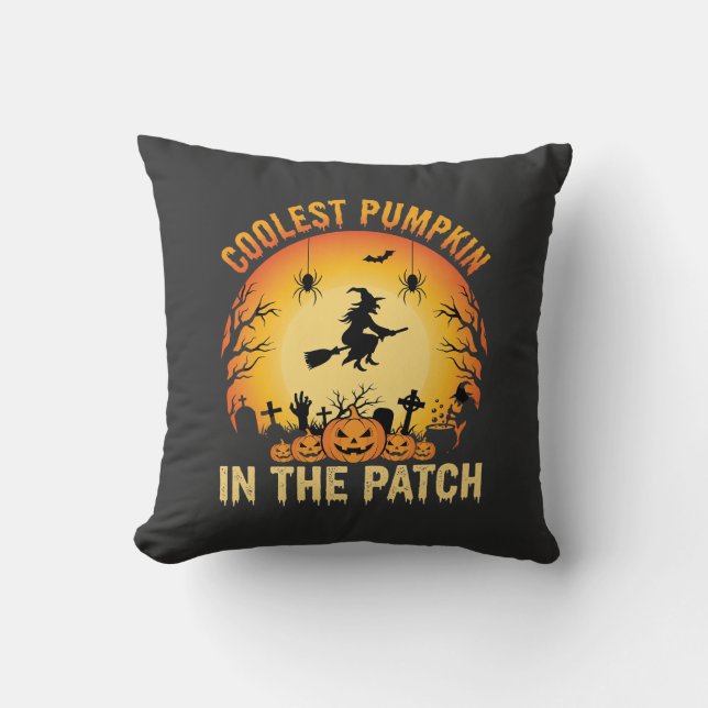 Coussin Citrouille la plus cool d'Halloween dans le patch  (Recto)