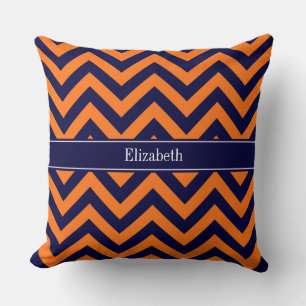 Coussin Citrouille Marine LG Chevron Bleu Marine Monogramm