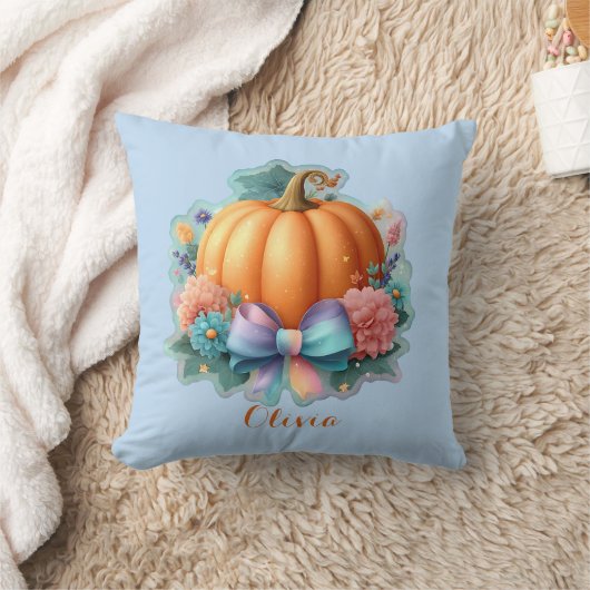 Coussin Citrouille mignon avec Fleurs T-shirt personnalisé (Couverture)