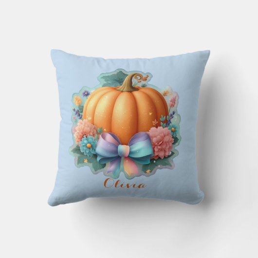 Coussin Citrouille mignon avec Fleurs T-shirt personnalisé (Verso)