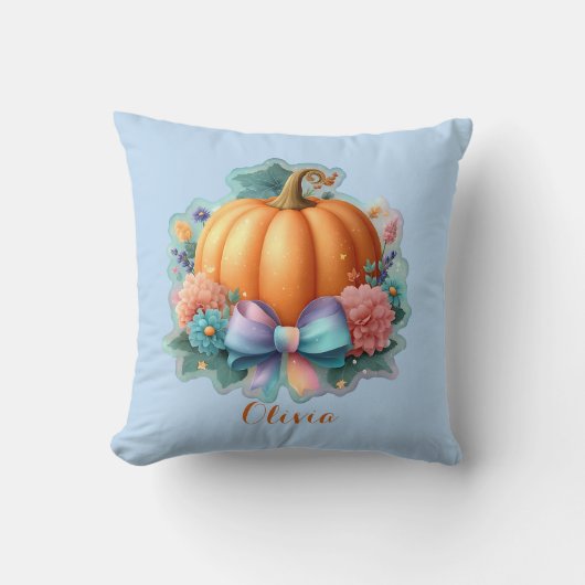 Coussin Citrouille mignon avec Fleurs T-shirt personnalisé (Recto)