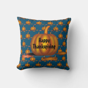 Coussin Citrouille moderne Blue Thanksgiving