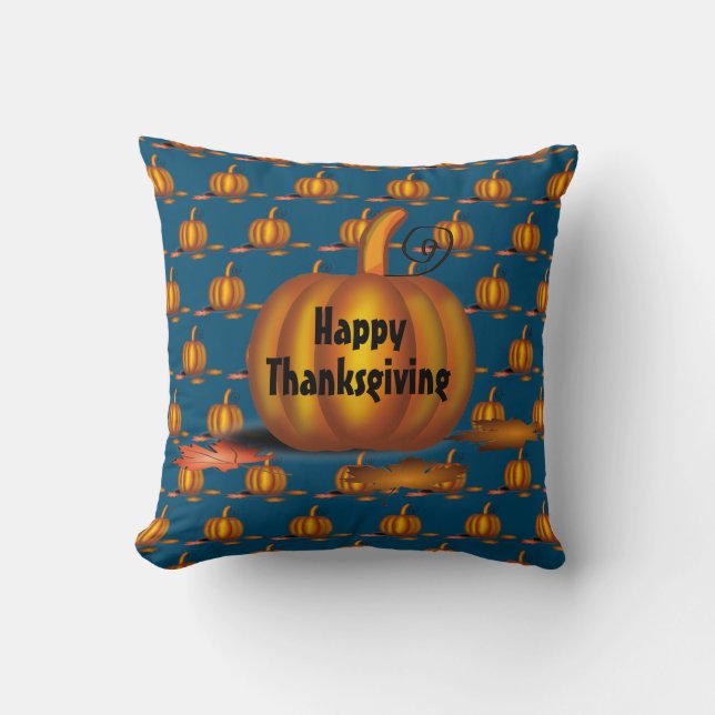 Coussin Citrouille moderne Blue Thanksgiving (Recto)