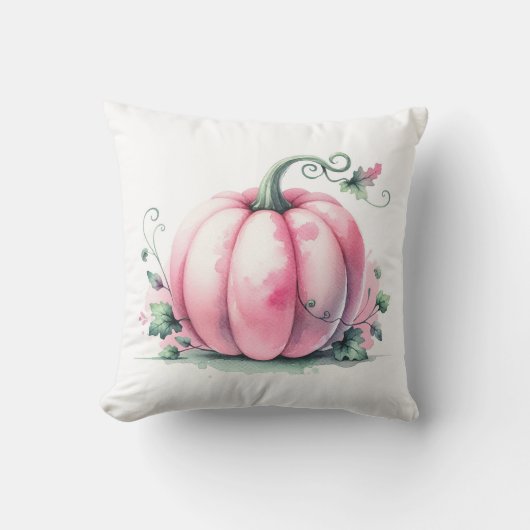 Coussin Citrouille rose aquarelle (Recto)