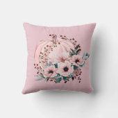 Coussin Citrouille rose lunatique Automne Floral Girly (Verso)