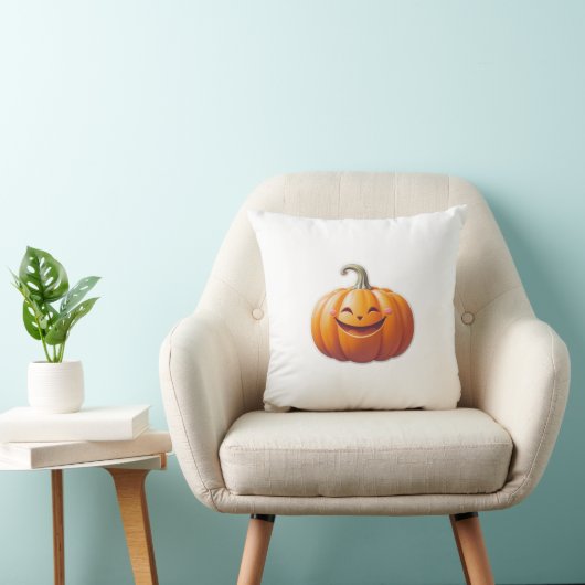 Coussin Citrouille souriant mignon - Caractère automne amu (Chaise)