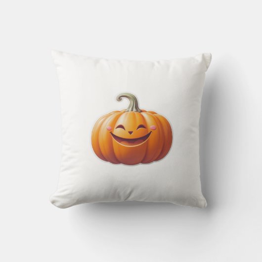 Coussin Citrouille souriant mignon - Caractère automne amu (Recto)
