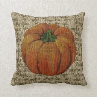 Coussin Citrouille vintage de toile de jute avec le