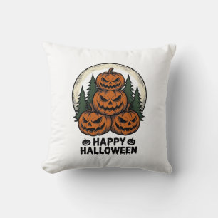 Coussin Citrouille Vintage Halloween Jack O Lanterne Fores