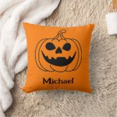 Coussin Citrouille visage Jack O Lanterne avec nom (Couverture)