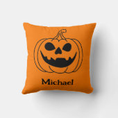 Coussin Citrouille visage Jack O Lanterne avec nom (Verso)