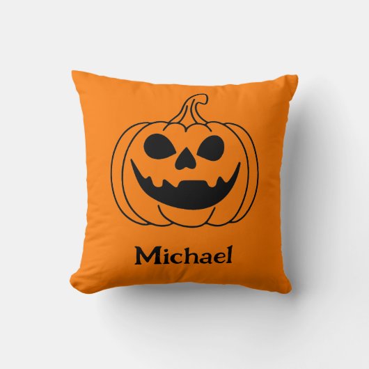 Coussin Citrouille visage Jack O Lanterne avec nom (Recto)