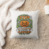 Coussin Citrouilles Arrêtez de Regarder Halloween Fantômes (Couverture)