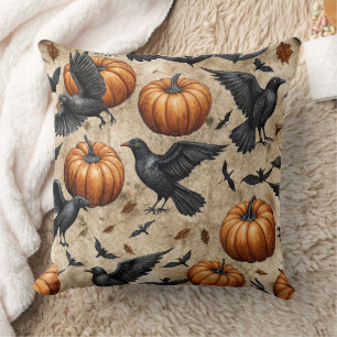 Coussin Citrouilles, corbeaux et chauves-souris Motif d'Ha