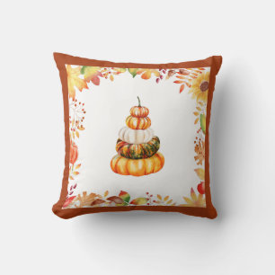 Coussin Citrouilles d'aquarelle de la ferme d'automne