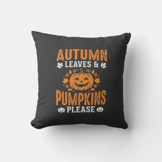 Coussin Citrouilles de feuilles d'automne S'il vous plaît  (Recto)