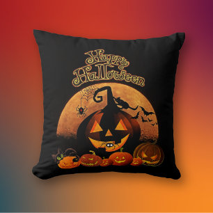 Coussin Citrouilles effrayantes Halloween